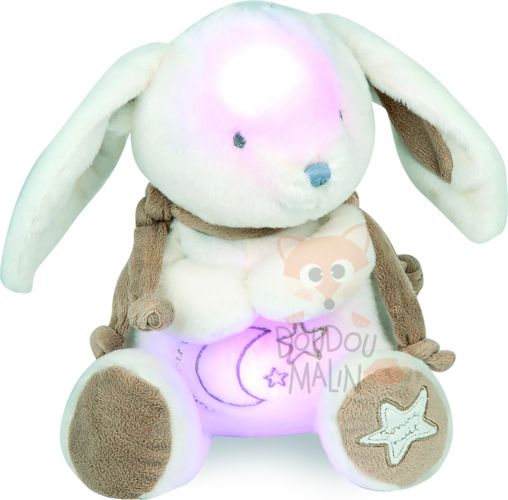  lapin bonbon veilleuse musicale blanc taupe beige 